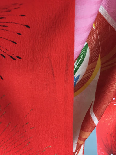 Vintage 1930s Vintage Silk Kimono Jacket / Silk Haori Kimono Cardigan / Bright Red - ThisBlueBird