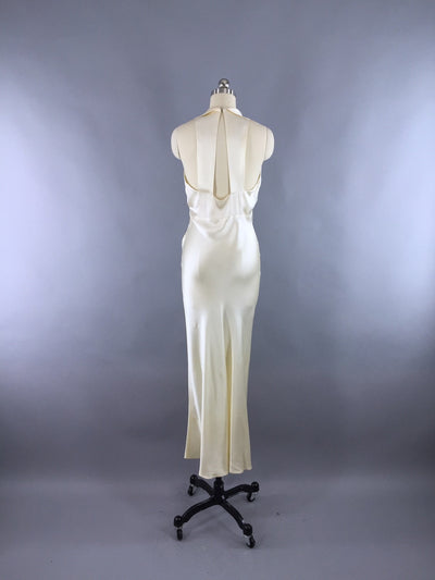 Vintage 1930s Wedding Dress / Bias Cut Dress Ivory Silk Satin Gown - ThisBlueBird
