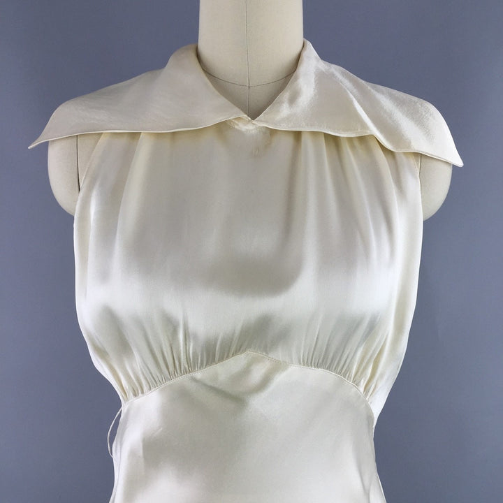 Vintage 1930s Wedding Dress / Bias Cut Dress Ivory Silk Satin Gown - ThisBlueBird