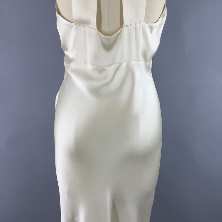 Vintage 1930s Wedding Dress / Bias Cut Dress Ivory Silk Satin Gown - ThisBlueBird