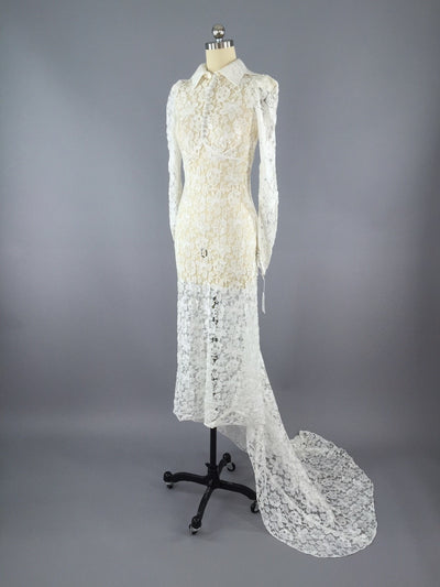 Vintage 1930s Wedding Dress / Ivory Lace - ThisBlueBird