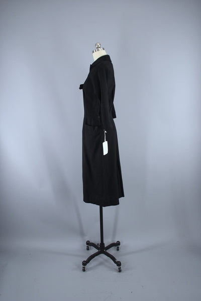 Vintage 1940s - 1950s Black Poinette Fashions Little Black Dress - ThisBlueBird