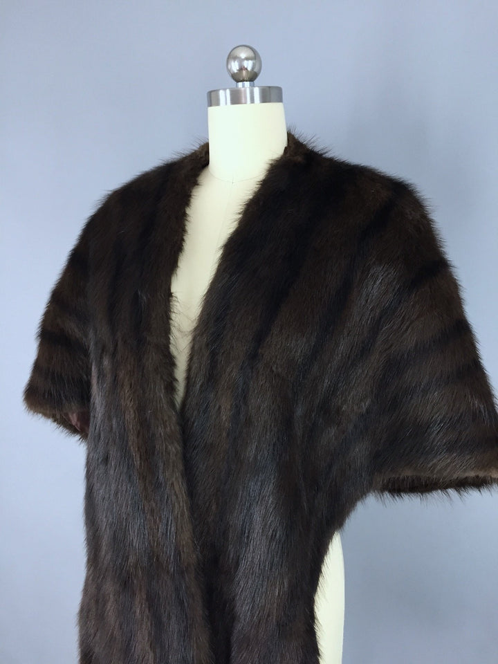 Vintage 1940s  - 1950s Mink Stole Fur Wrap - ThisBlueBird