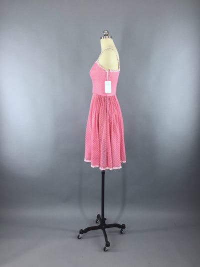 Vintage 1940s-50s Pink Swiss Dot Dress - ThisBlueBird