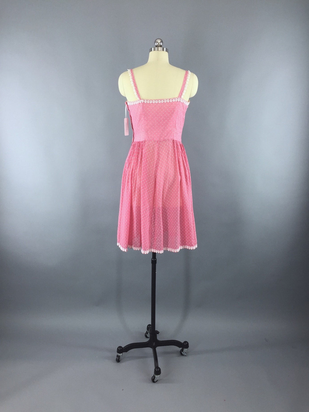 Vintage 1940s-50s Pink Swiss Dot Dress - ThisBlueBird