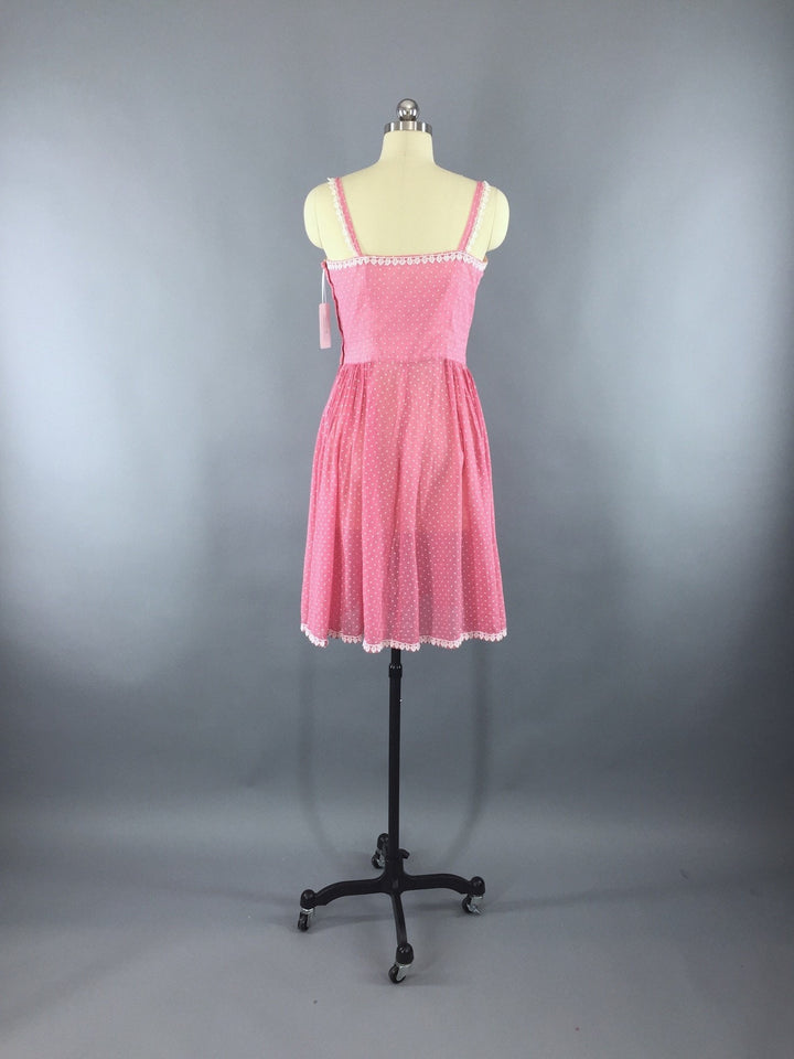 Vintage 1940s-50s Pink Swiss Dot Dress - ThisBlueBird