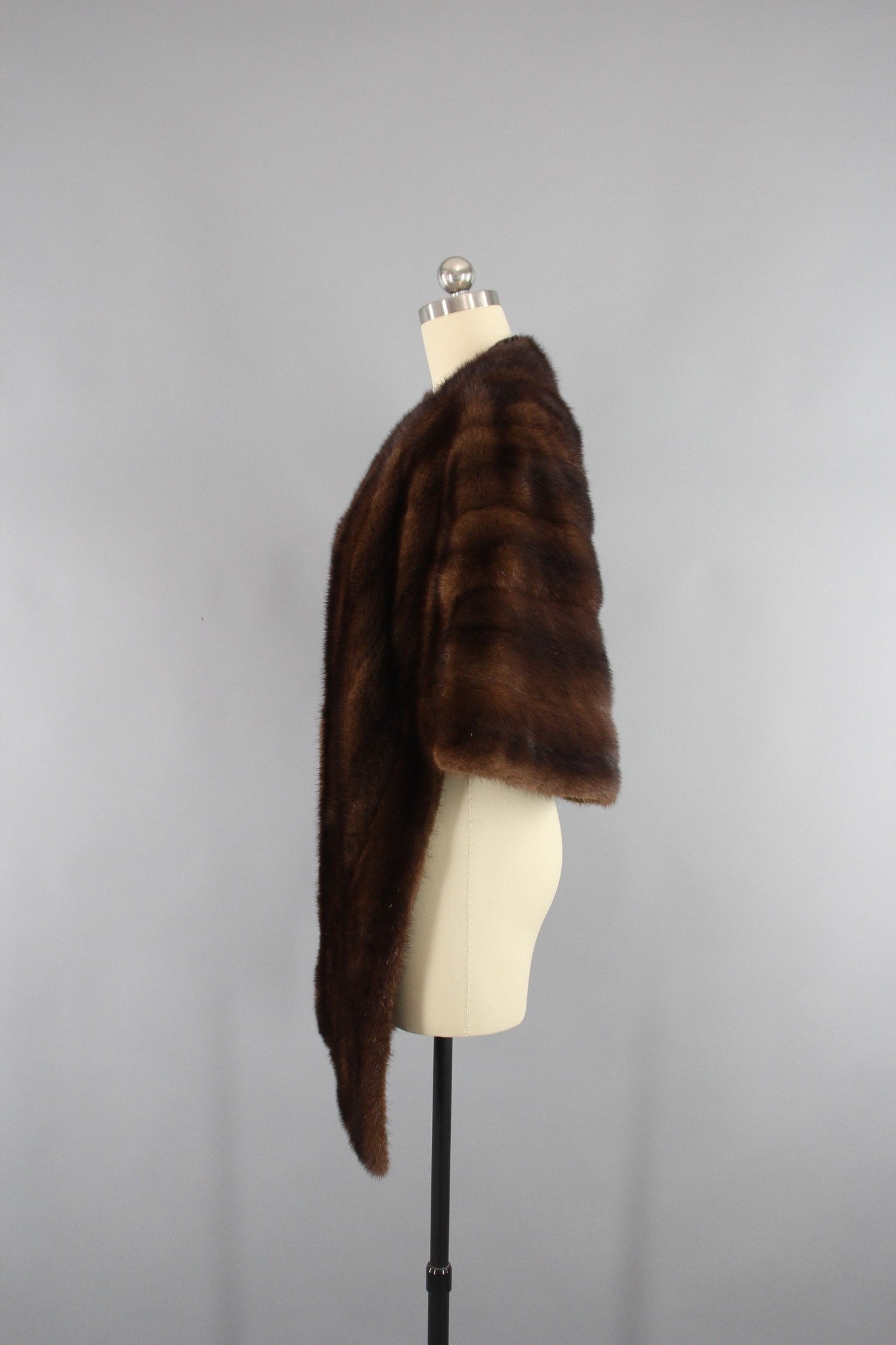 Vintage 1940s Dark Brown Fur Wrap Stole - ThisBlueBird