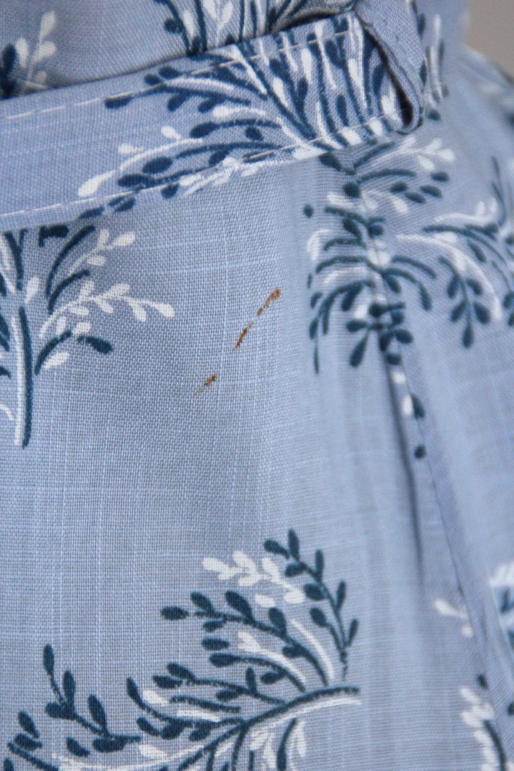 Vintage 1940s Day Dress / Blue Floral Novelty Print Cotton - ThisBlueBird