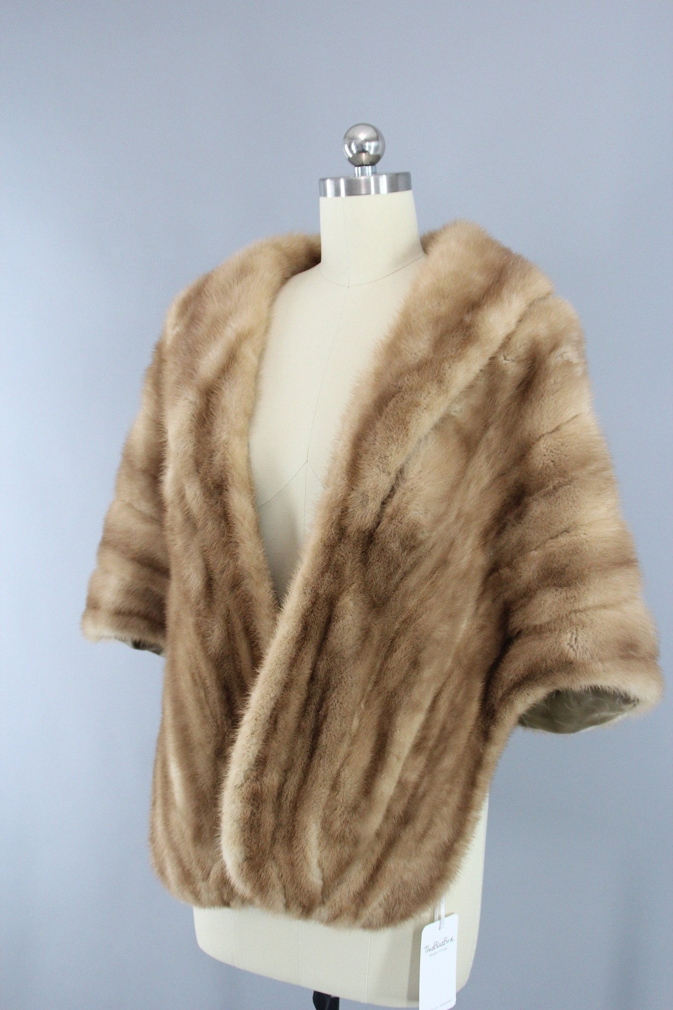 Vintage 1940s Fur Stole / Tan Light Brown / Evans Furrier - ThisBlueBird