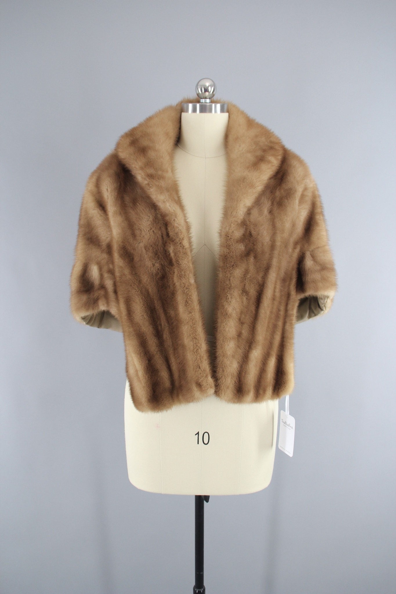 Vintage 1940s Fur Stole / Tan Light Brown - ThisBlueBird