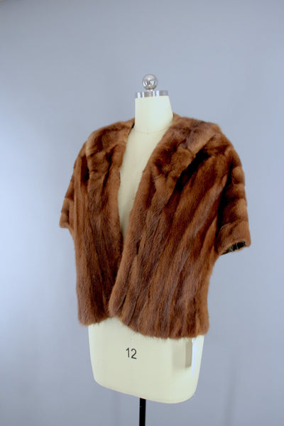 Vintage 1940s Fur Stole / Warm Red Brown - ThisBlueBird