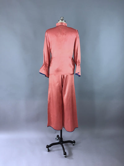 Vintage 1940s Pajamas / Chinoiserie Satin Loungewear Set - ThisBlueBird
