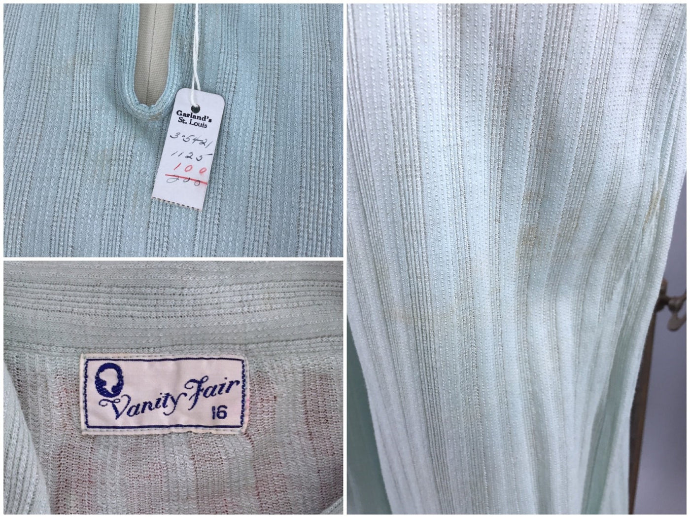 Vintage 1940s Pajamas Set / Pale Sea Green Knit PJs - ThisBlueBird