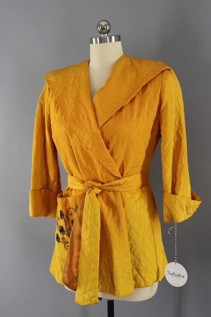 Vintage 1940s Quilted Bed Jacket-ThisBlueBird - Modern Vintage