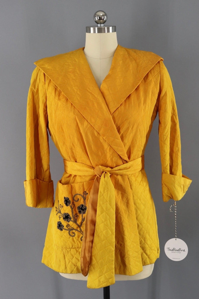 Vintage 1940s Quilted Bed Jacket-ThisBlueBird - Modern Vintage