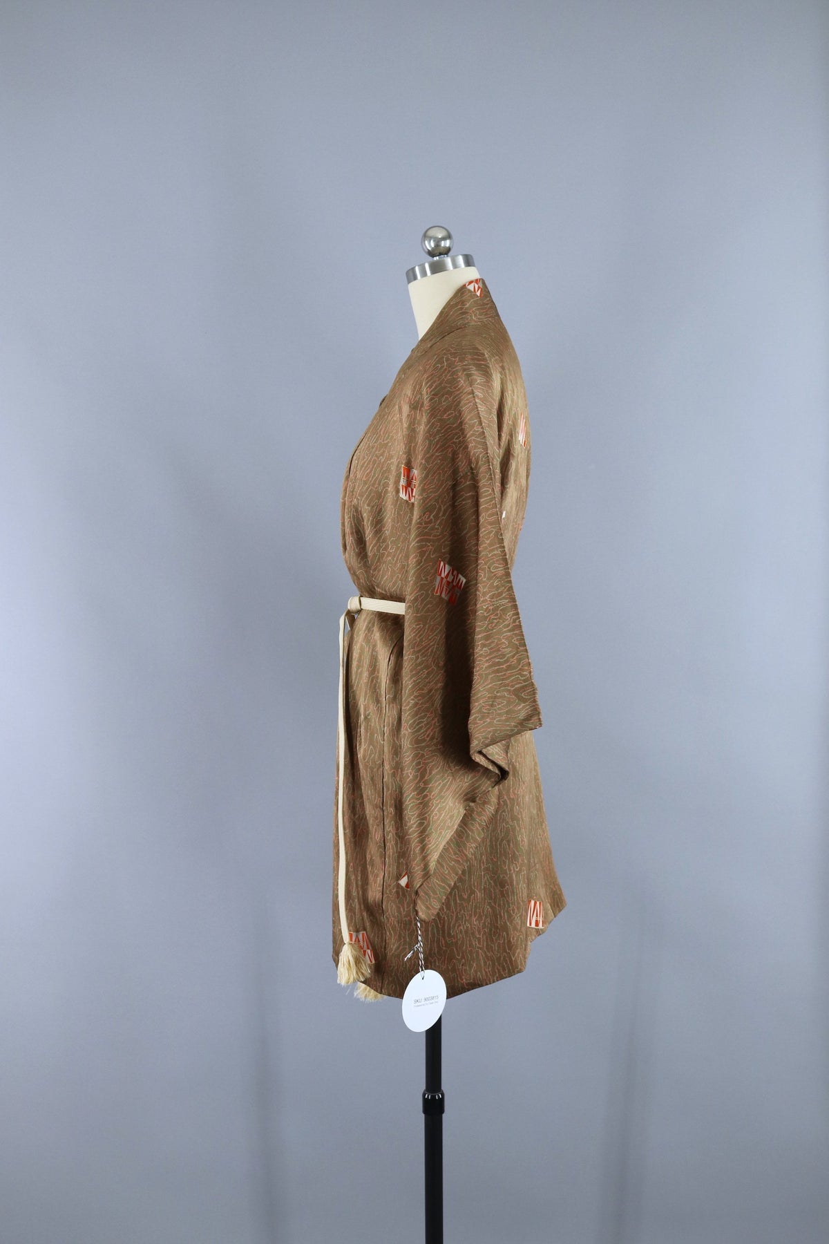 Vintage 1940s Silk Haori Kimono Cardigan Jacket / Art Deco Tan & Peach ...