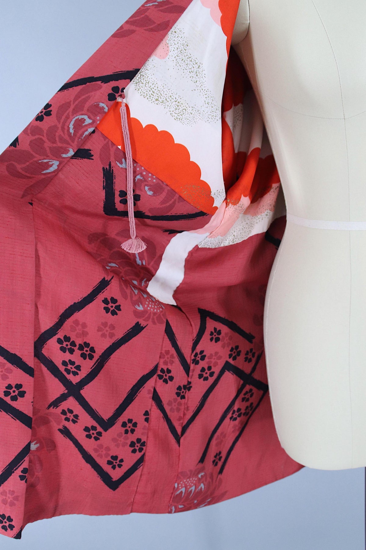 Vintage 1960s Cream Blush Floral Haori Kimono Jacket