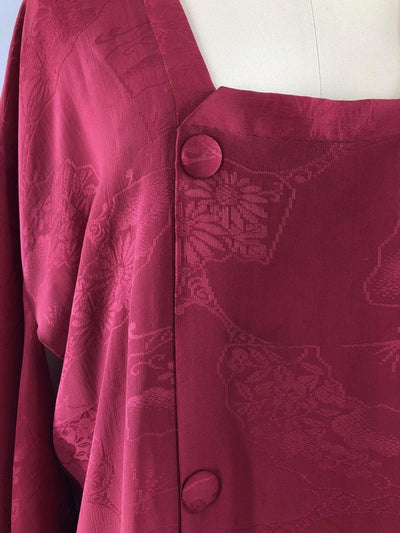 Vintage 1940s Silk Kimono Jacket / Cranberry Red - ThisBlueBird