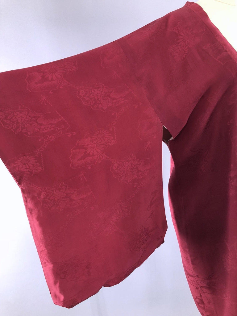 Vintage 1940s Silk Kimono Jacket / Cranberry Red - ThisBlueBird