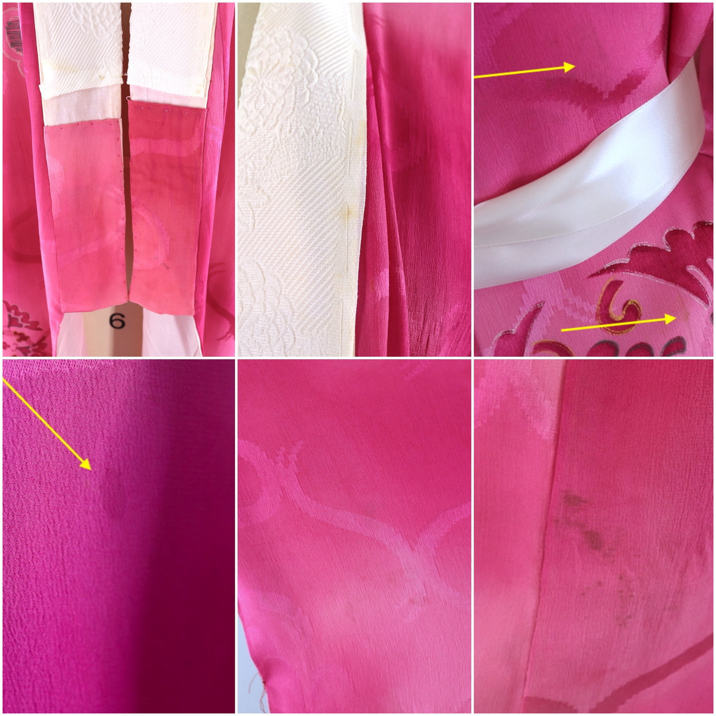 Vintage 1940s Silk Kimono Robe / Bright Pink Ombre - ThisBlueBird