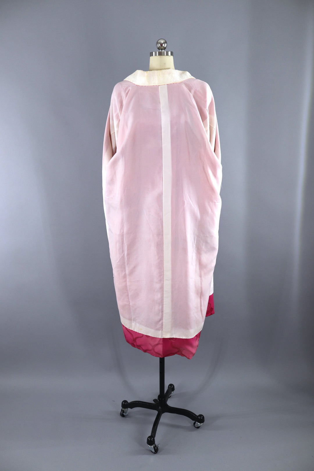 Vintage 1940s Silk Kimono Robe / Bright Pink Ombre - ThisBlueBird