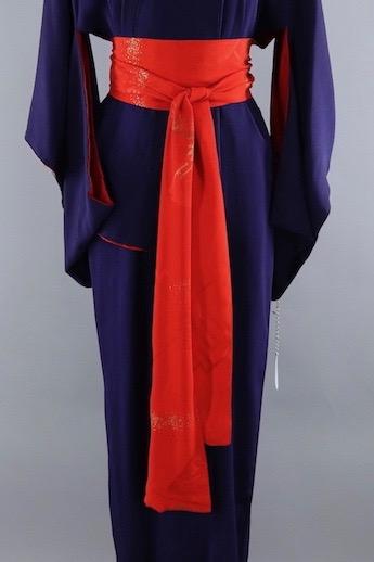 Vintage 1940s Silk Kimono Robe / Navy Blue - ThisBlueBird