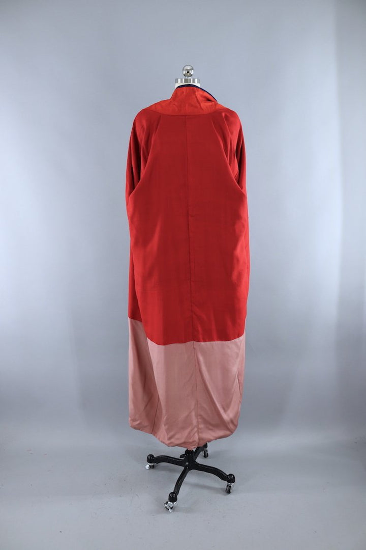 Vintage 1940s Silk Kimono Robe / Navy Blue - ThisBlueBird