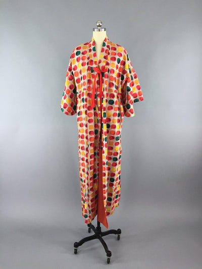 Vintage 1940s Silk Kimono Robe / Polka Dots - ThisBlueBird