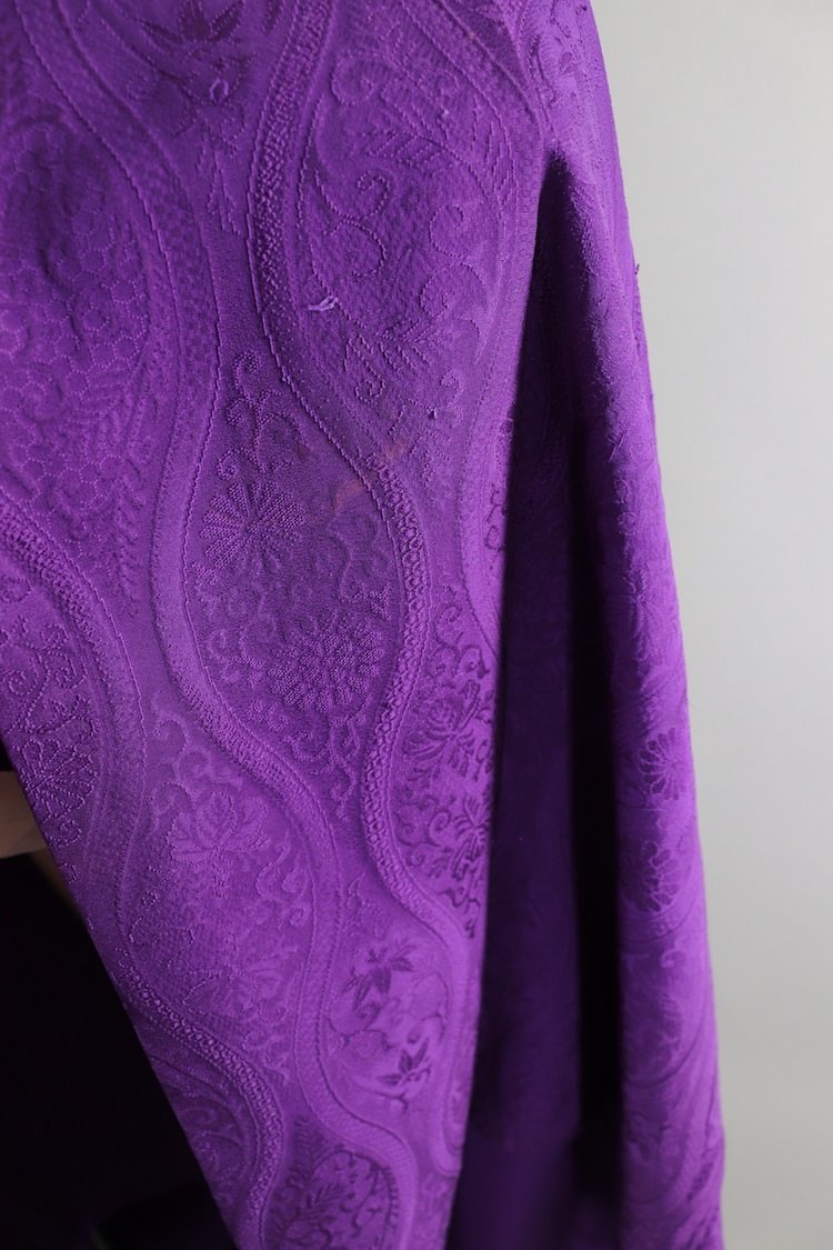 Vintage 1940s Silk Kimono Robe / Royal Purple - ThisBlueBird