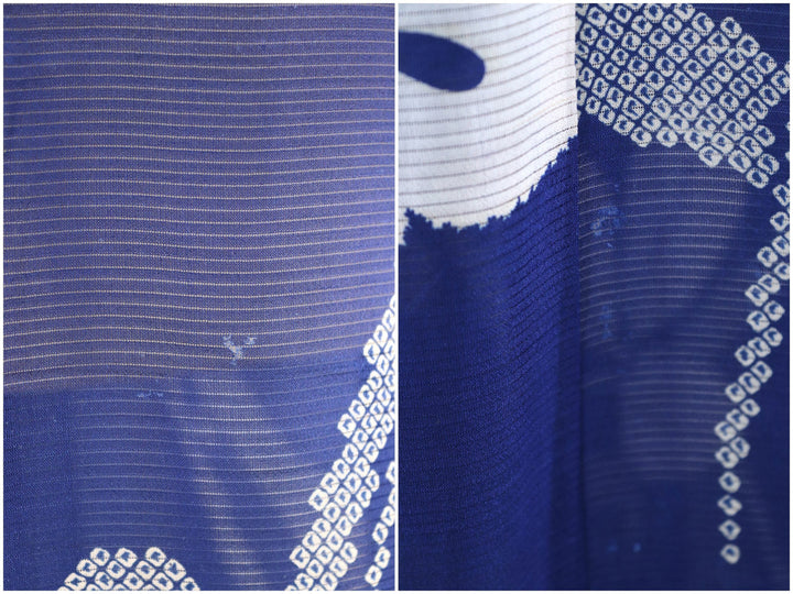 Vintage 1940s Silk Kimono Robe / Sheer Blue &amp; White Floral - ThisBlueBird