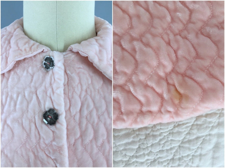 Vintage 1940s Stella Fagin Pastel Pink Velvet Bed Jacket - ThisBlueBird