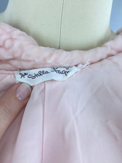 Vintage 1940s Stella Fagin Pastel Pink Velvet Bed Jacket - ThisBlueBird