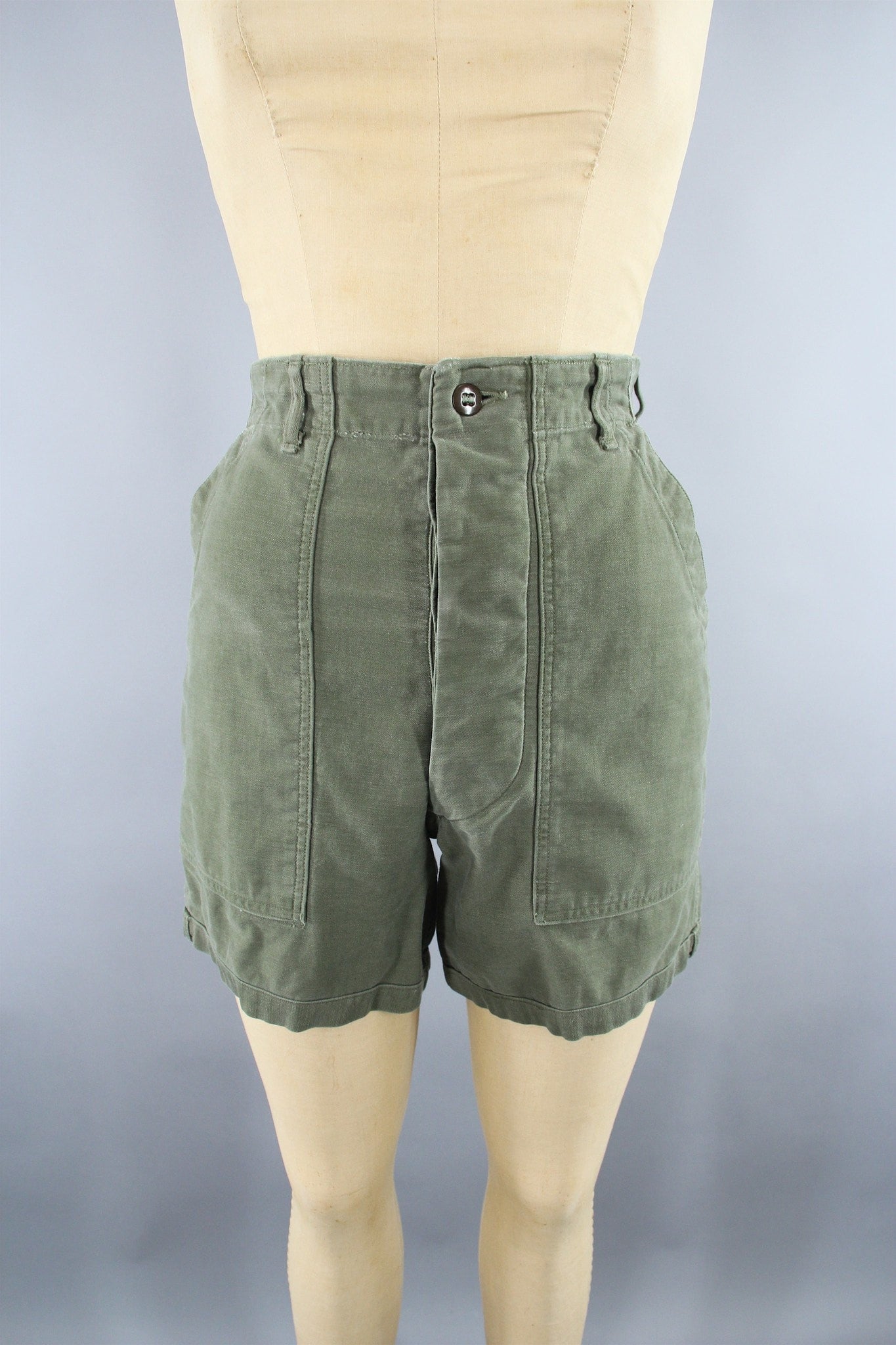 Vintage 1940s US Army Green Military Shorts - ThisBlueBird