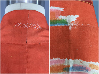 Vintage 1940s Vintage Haori Kimono Jacket / Orange Abstract Print - ThisBlueBird