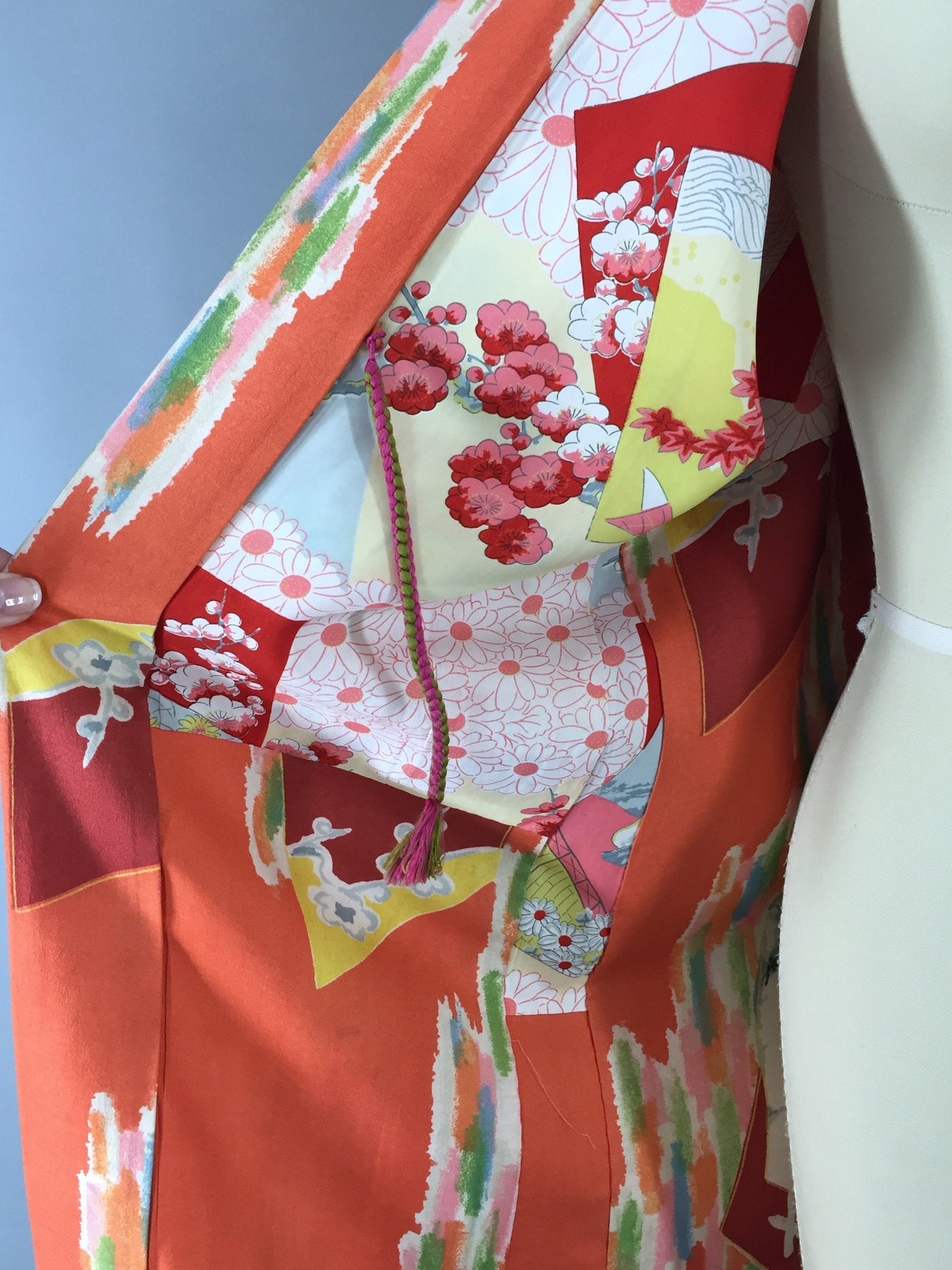 Vintage 1940s Vintage Haori Kimono Jacket / Orange Abstract Print ...