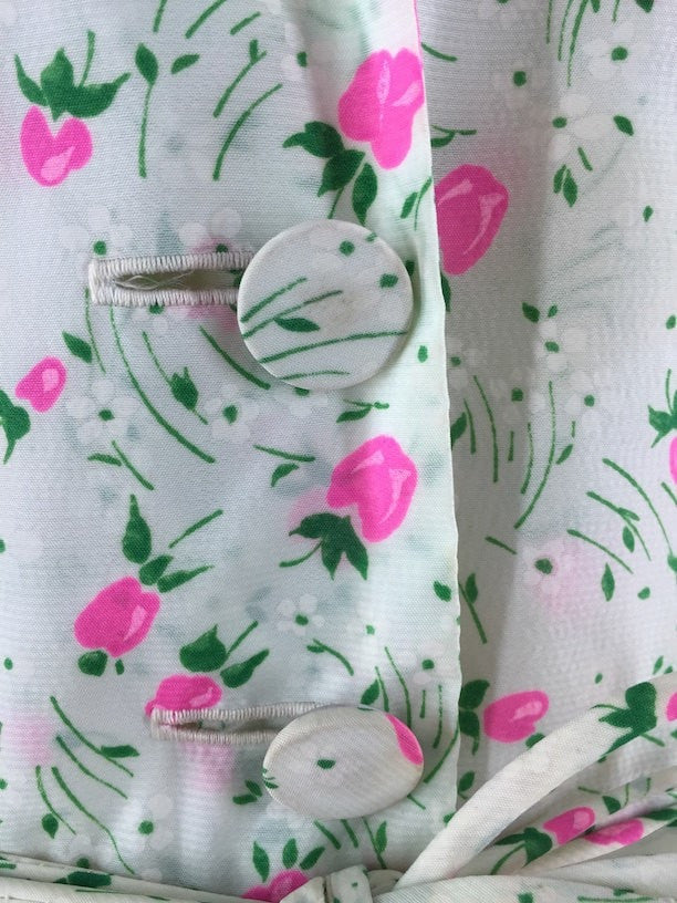 Vintage 1940s White Floral Print Maxi Dress - ThisBlueBird