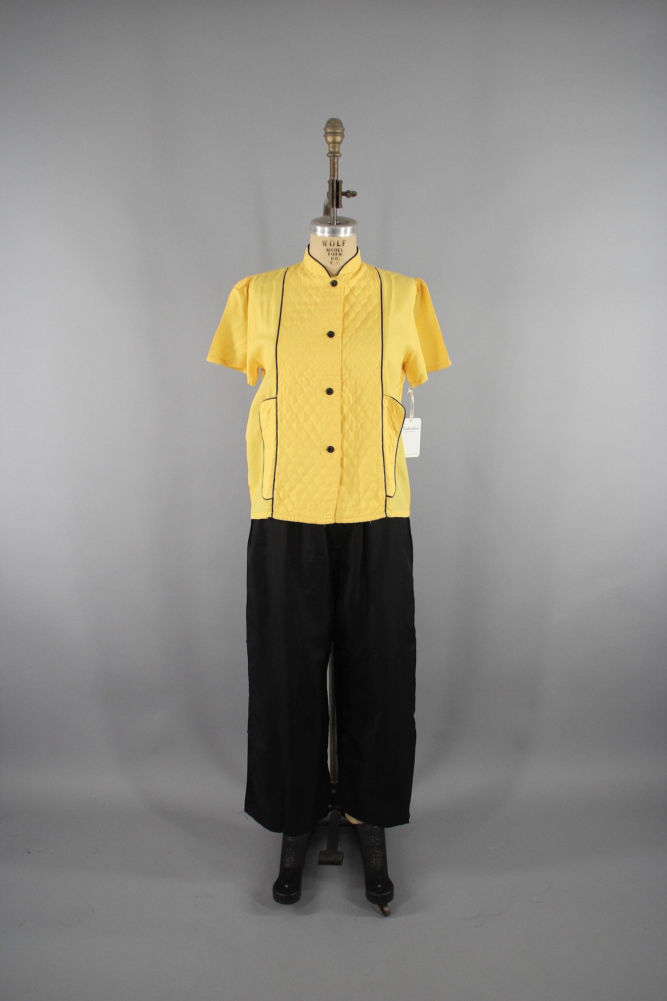 Vintage 1940s  Yellow & Black Pajamas Set  Loungewear - ThisBlueBird