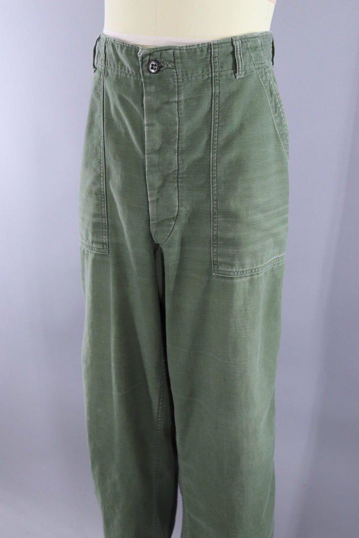 Vintage 1950s-1960s US Army Pants / OG-107 Olive Drab - ThisBlueBird