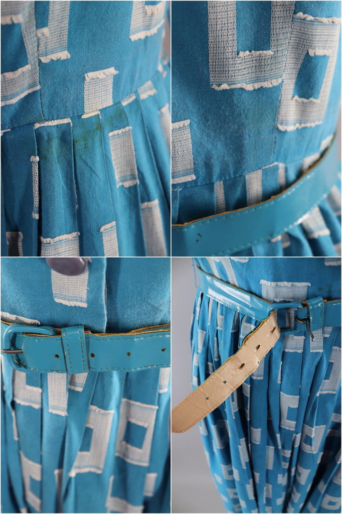 Vintage 1950s Blue Cotton Day Dress - ThisBlueBird