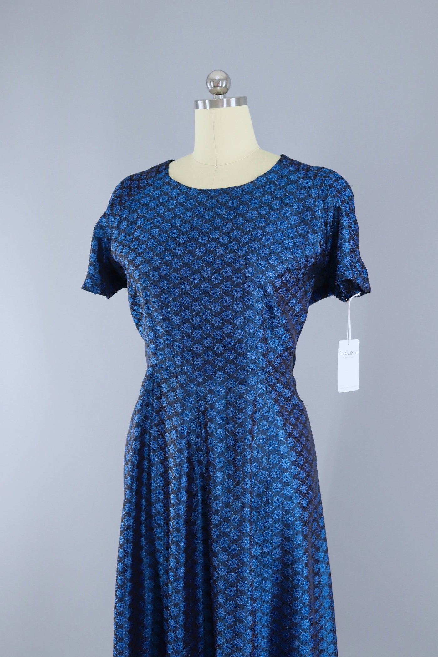 Vintage 1950s Blue Damask Cocktail Party Dress – ThisBlueBird