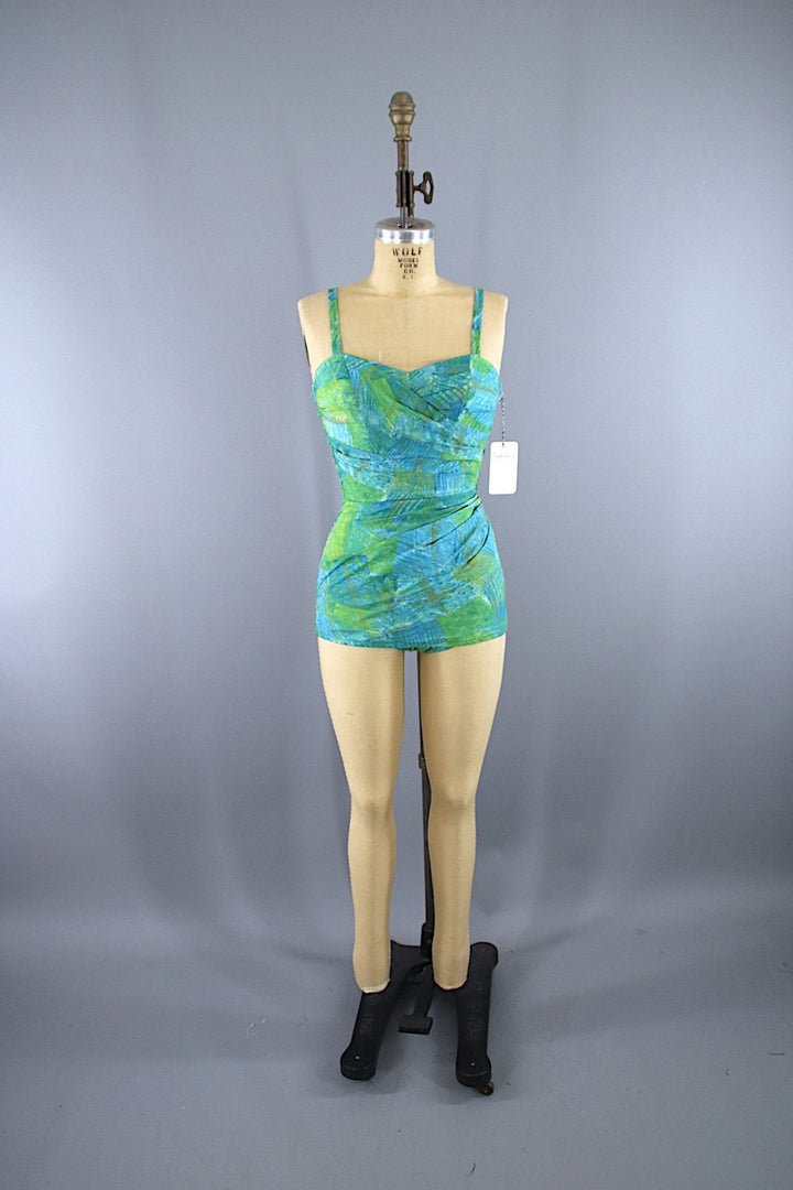 Vintage 1950s Catalina Swim Suit / Blue Green - ThisBlueBird