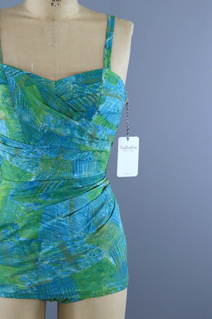 Vintage 1950s Catalina Swim Suit / Blue Green - ThisBlueBird