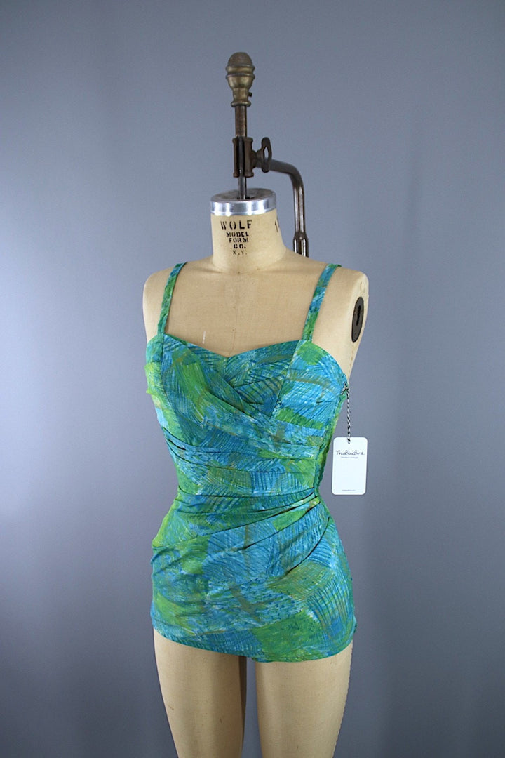 Vintage 1950s Catalina Swim Suit / Blue Green - ThisBlueBird