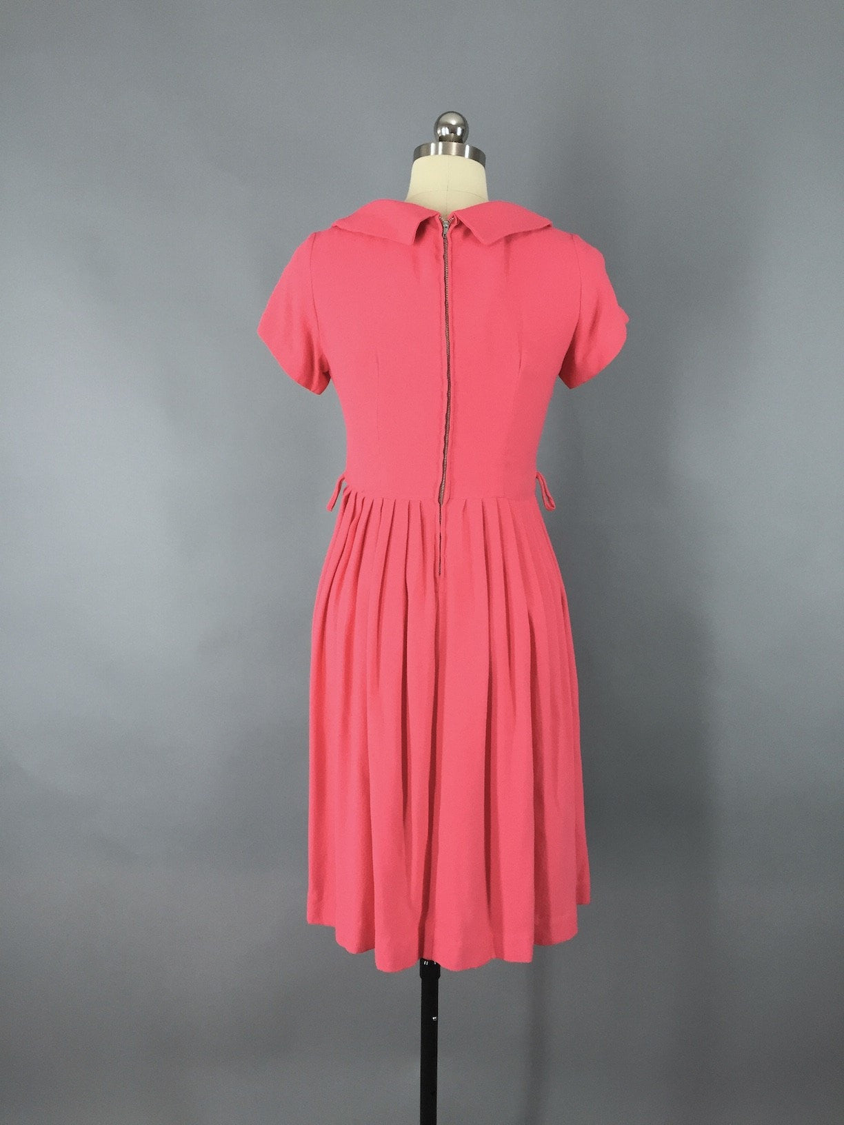 Vintage 1950s Coral Pink Wool Knit Day Dress - ThisBlueBird