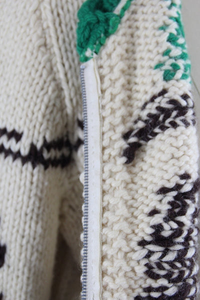 Vintage 1950s Cowichan Cardigan Sweater / Reindeer Deer / Holiday Snowflake Sweater - ThisBlueBird