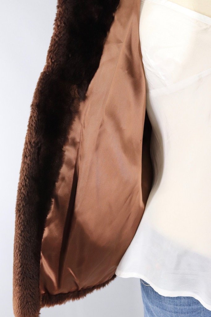 Vintage 1950s Dark Brown Mouton Lamb Sheared Fur Jacket - ThisBlueBird