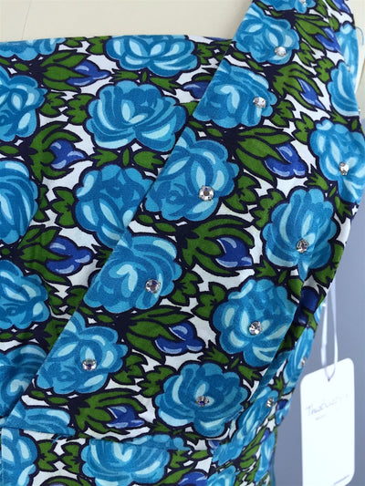 Vintage 1950s Day Dress / Blue Floral Print Sundress - ThisBlueBird