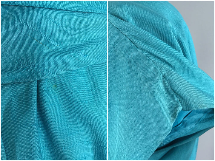 Vintage 1950s Day Dress / Blue Silk - ThisBlueBird