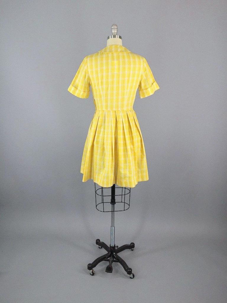 Vintage Yellow Plaid Cotton Dress – ThisBlueBird
