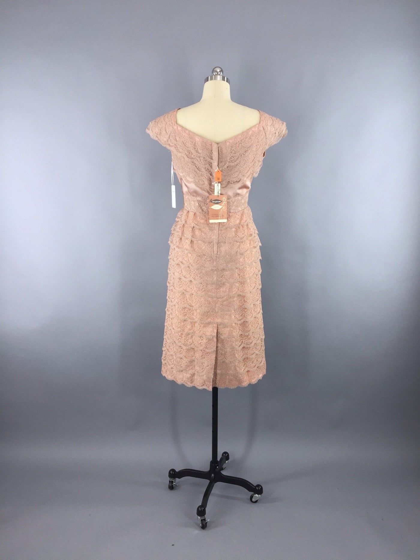 Vintage 1950s Dress / Blush Lace Cocktail Dress / Original Tags - ThisBlueBird